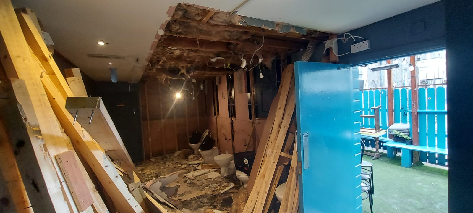 Bathroom stripped back to structure during the fit-out